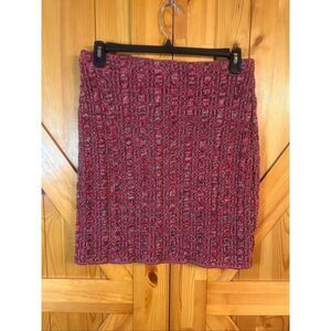 Green 3 Red Space Dye Pencil Skirt Sweater Knit Size Large (5881)